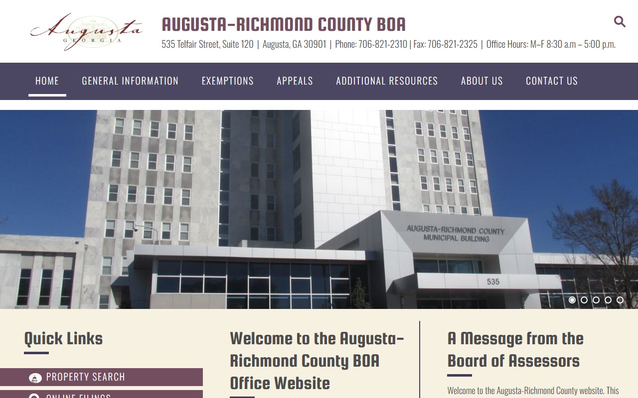 Augusta Richmond County Tax Assessor website for property records