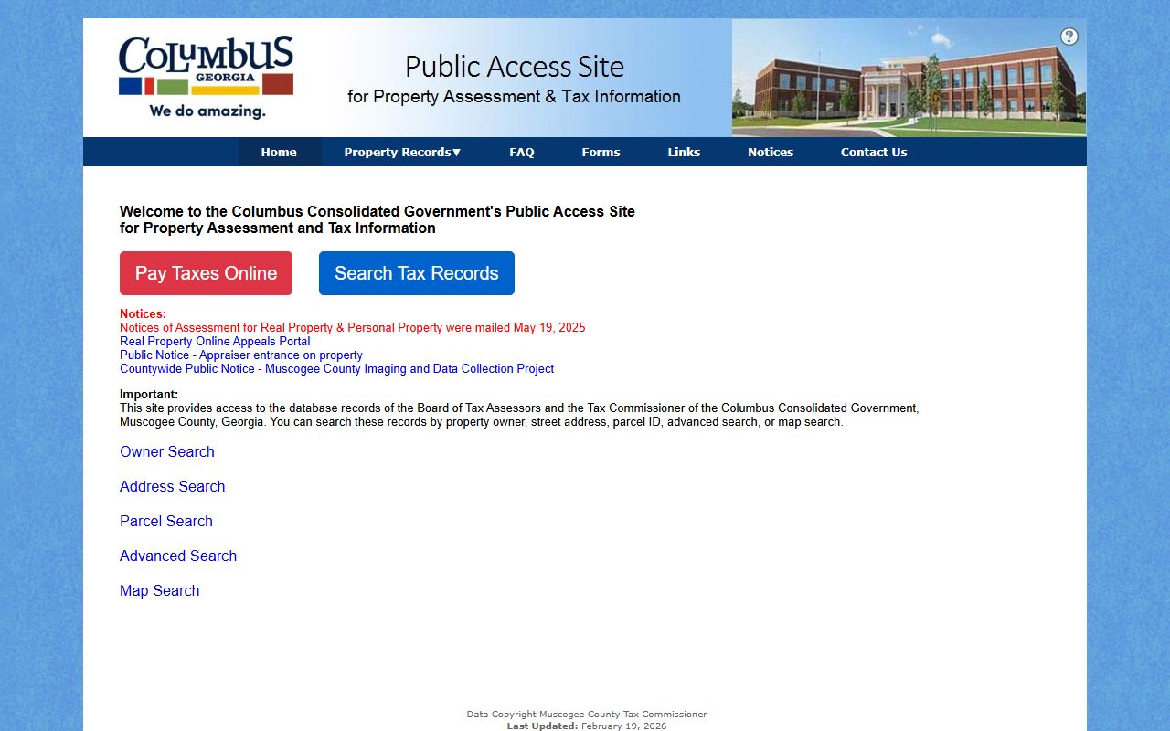 Columbus Georgia public access portal for property records