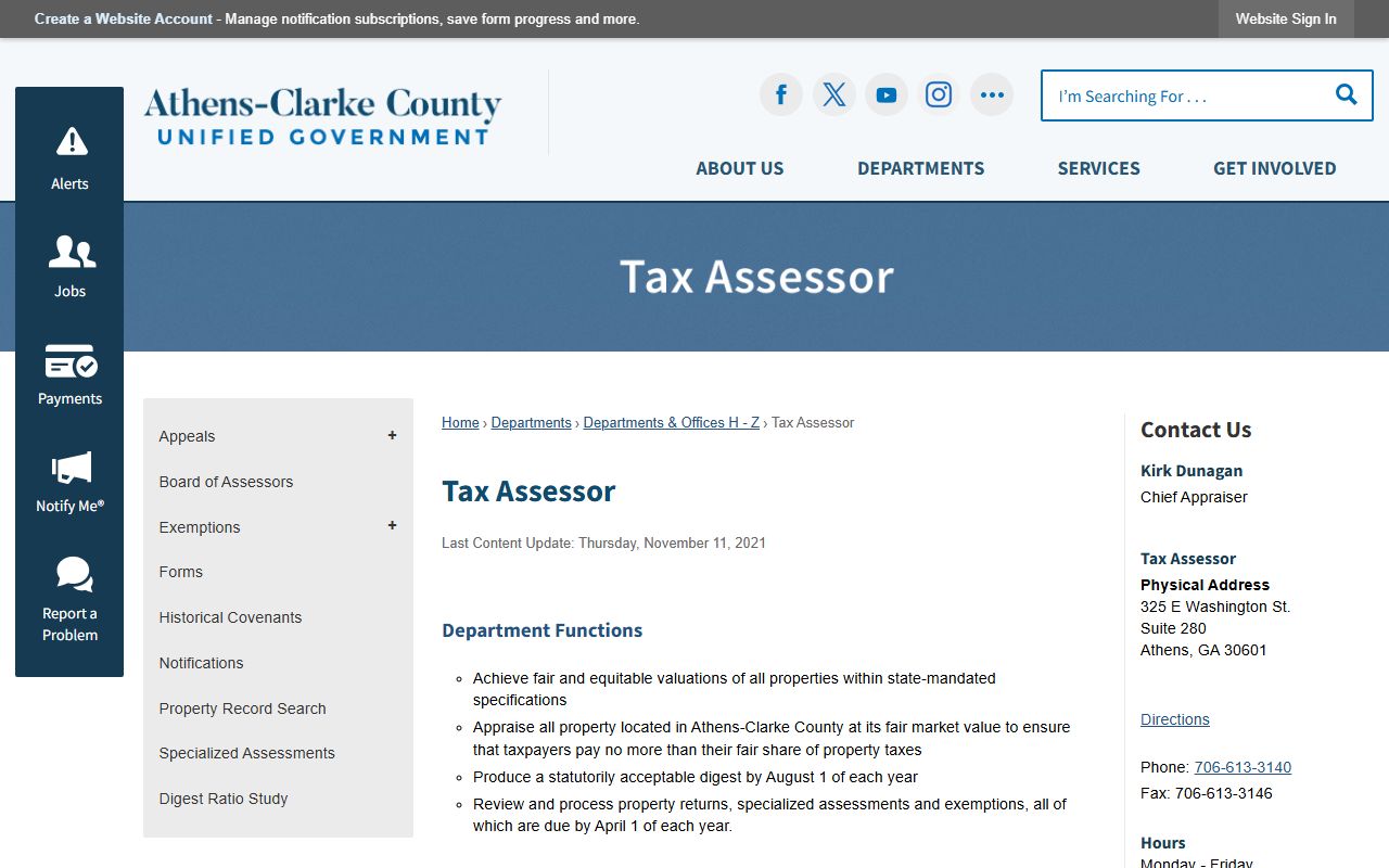 Athens-Clarke Tax Assessor website with property search tools