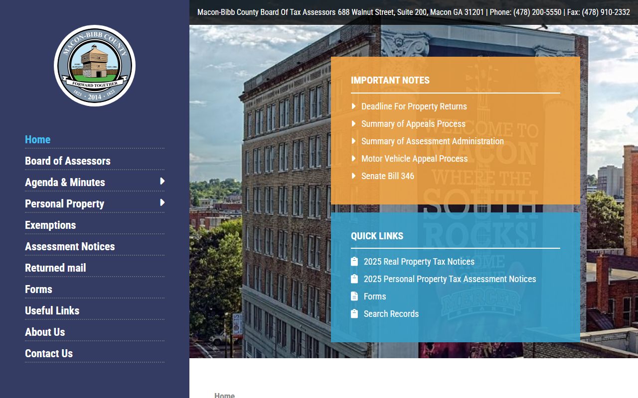 Macon Bibb County Tax Assessors website for property records