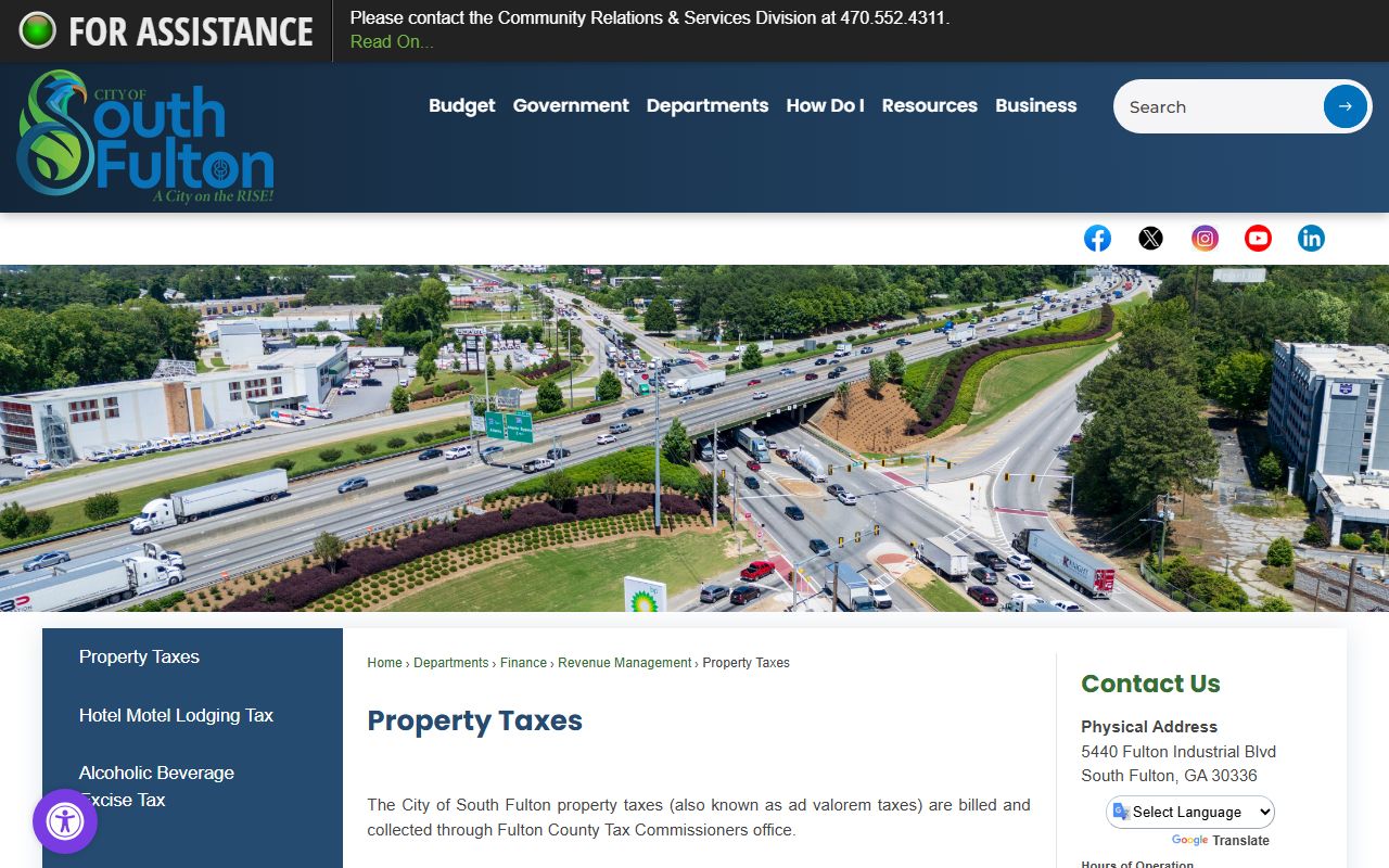 South Fulton property tax information page
