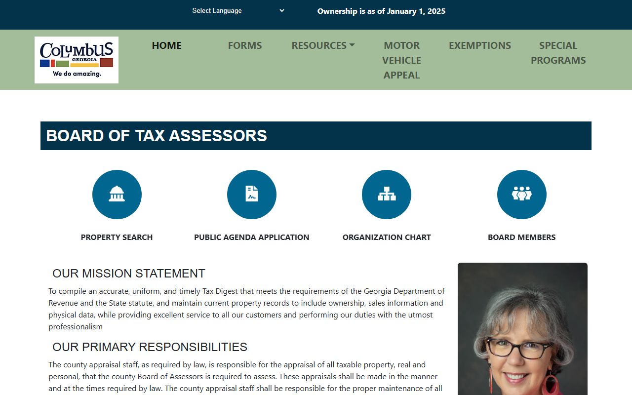 Columbus Georgia tax assessors website for property valuations