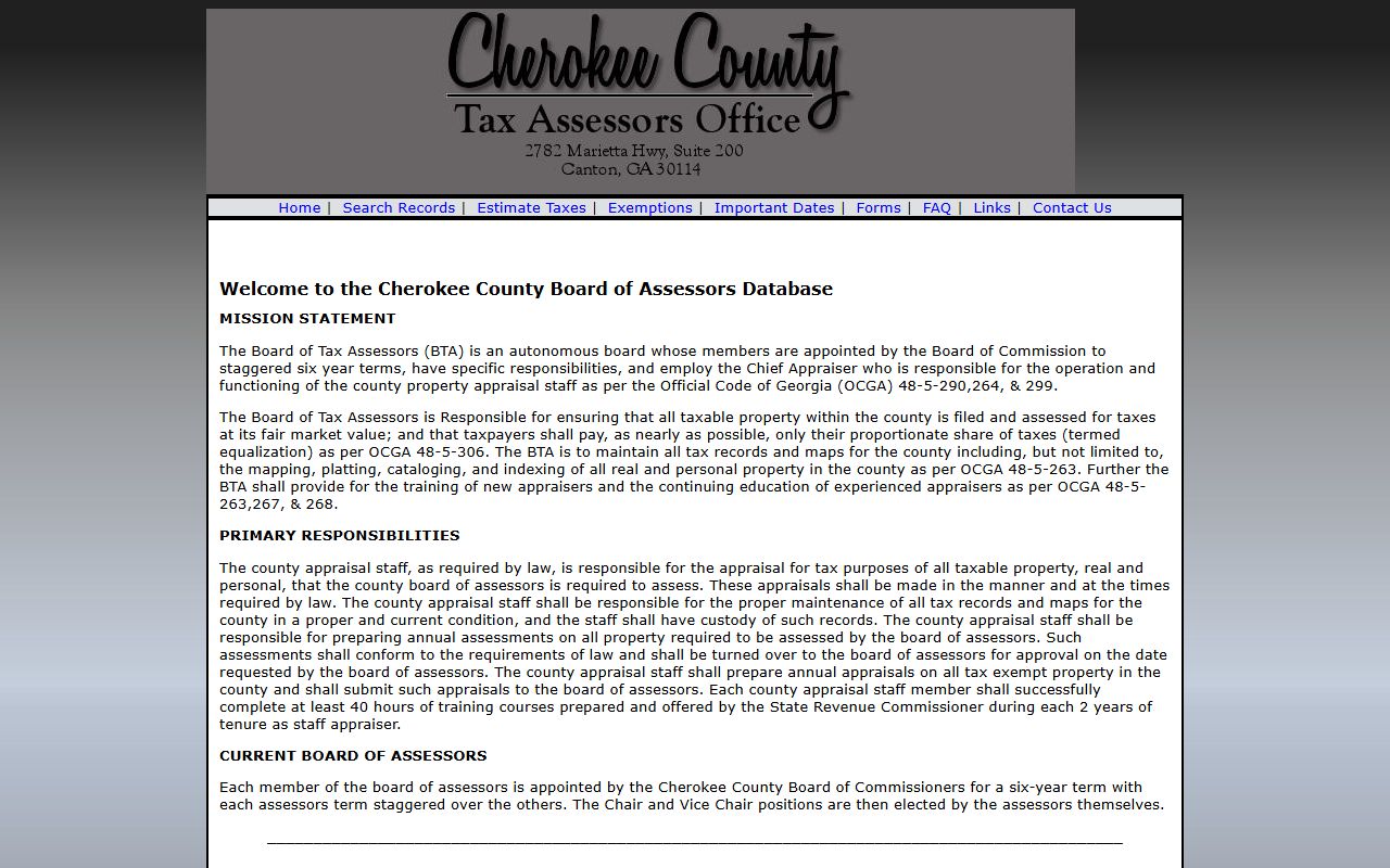 Cherokee County QPublic property search page