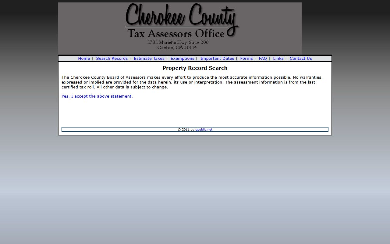 Cherokee County QPublic property search results