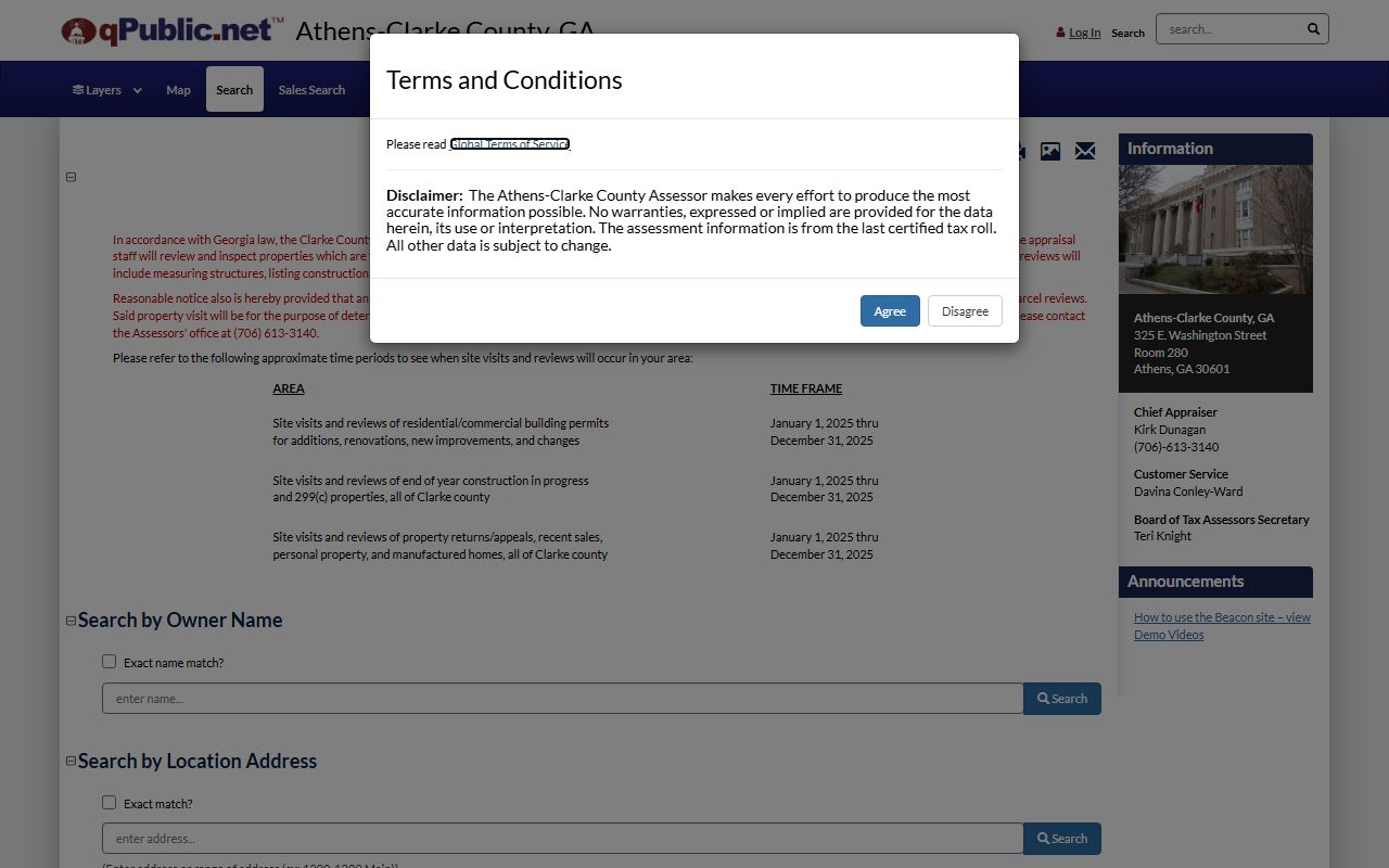 Athens-Clarke QPublic property search portal