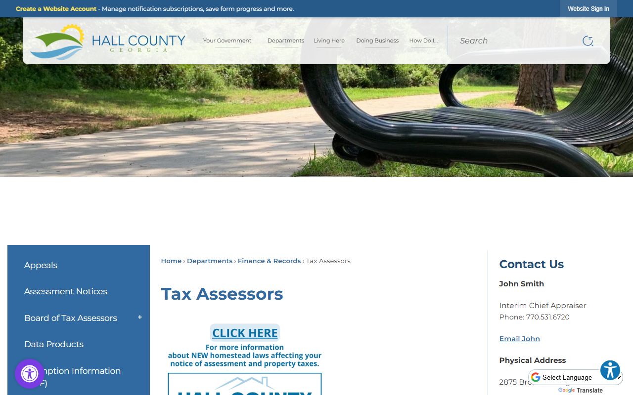 Hall County Board of Tax Assessors website