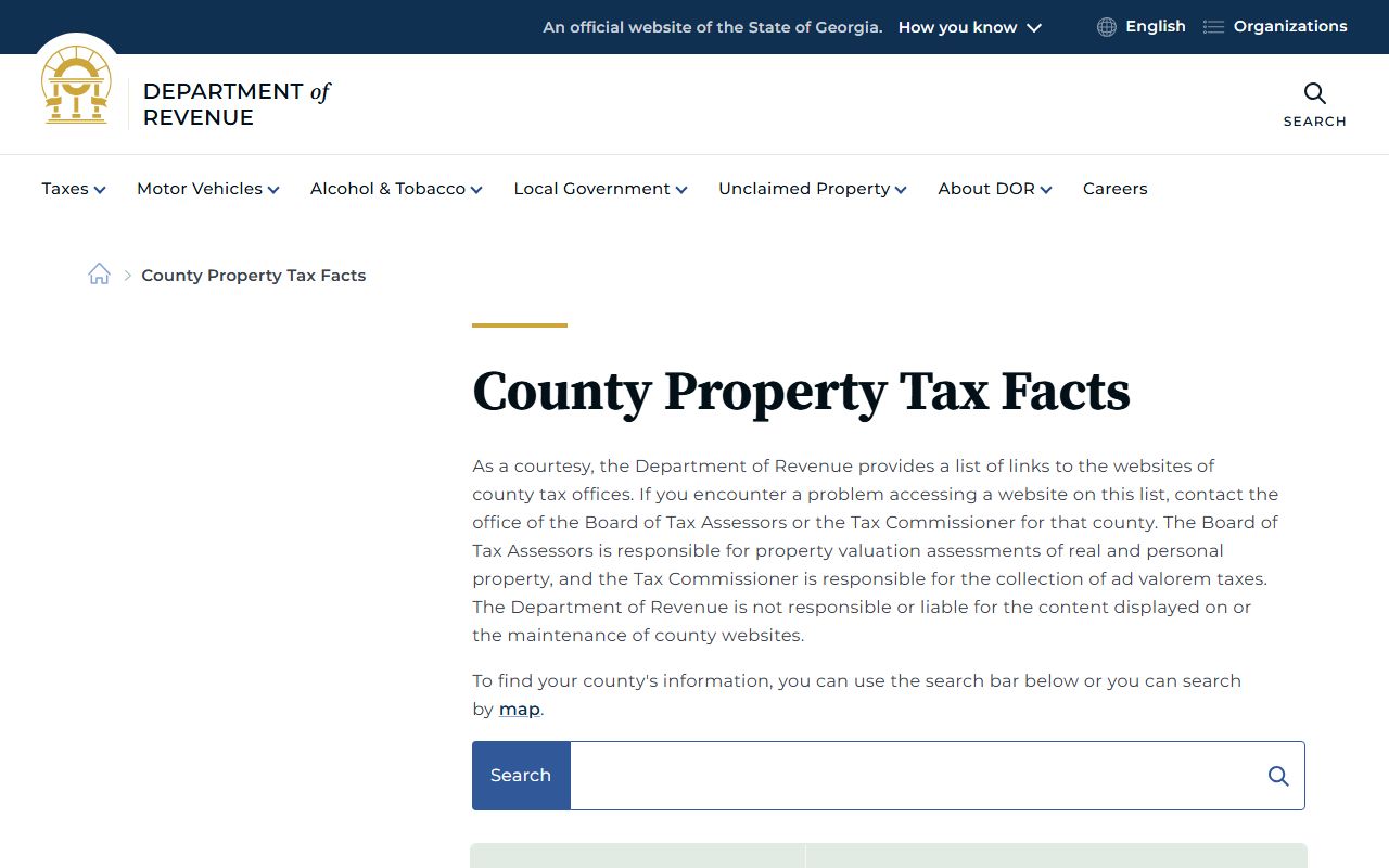 Georgia county property tax facts page