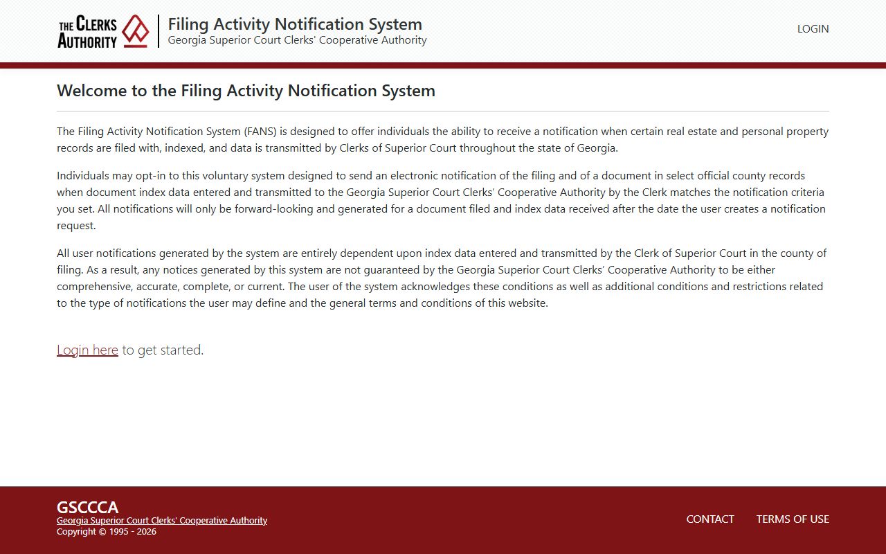 FANS filing activity notification system for property fraud protection