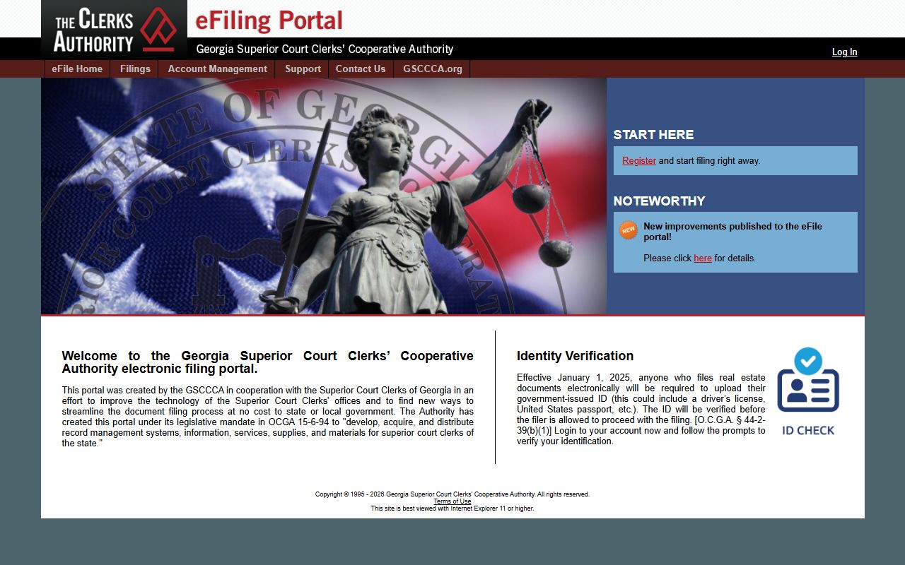 GSCCCA eFiling portal for electronic document submission
